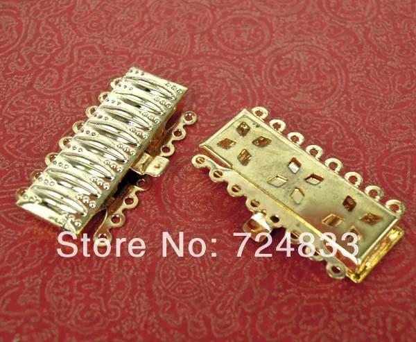 Новый золотой тон Прямоугольник вставка застежками металлический 8 нитей поле