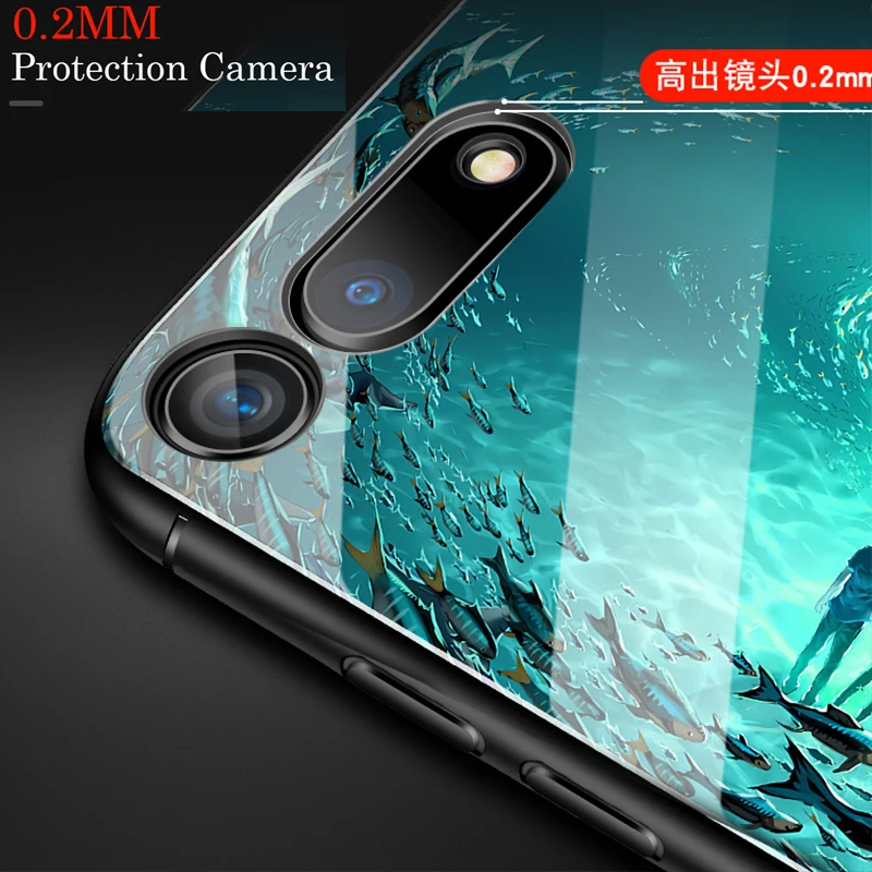 Светящийся стеклянный чехол для телефона Huawei Honor View V30 V20 V10 210 Lite 9A 30S роскошный