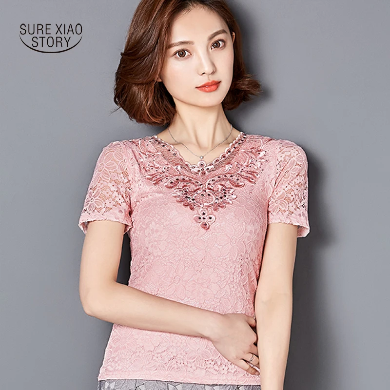 2017 Горячая Мода Летний стиль Blusa крючком Алмазная кружевная блузка элегантные