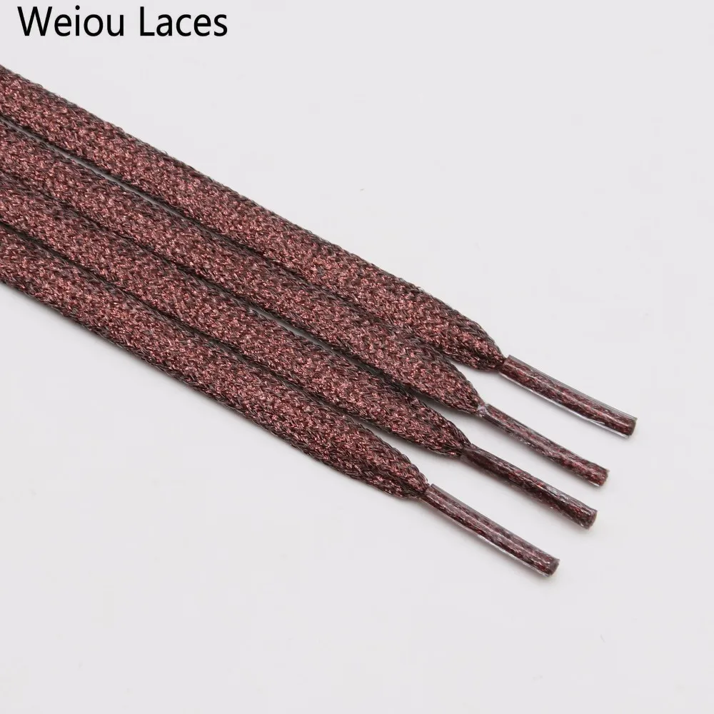 2357 Reddish brown Weiou Мерцающие Металлические блестящие плоские шнурки сверкающие Блестящие ботиночки для парусиновых кроссовок спортивные ботинки обувь - Цвет: 2357 Reddish brown
