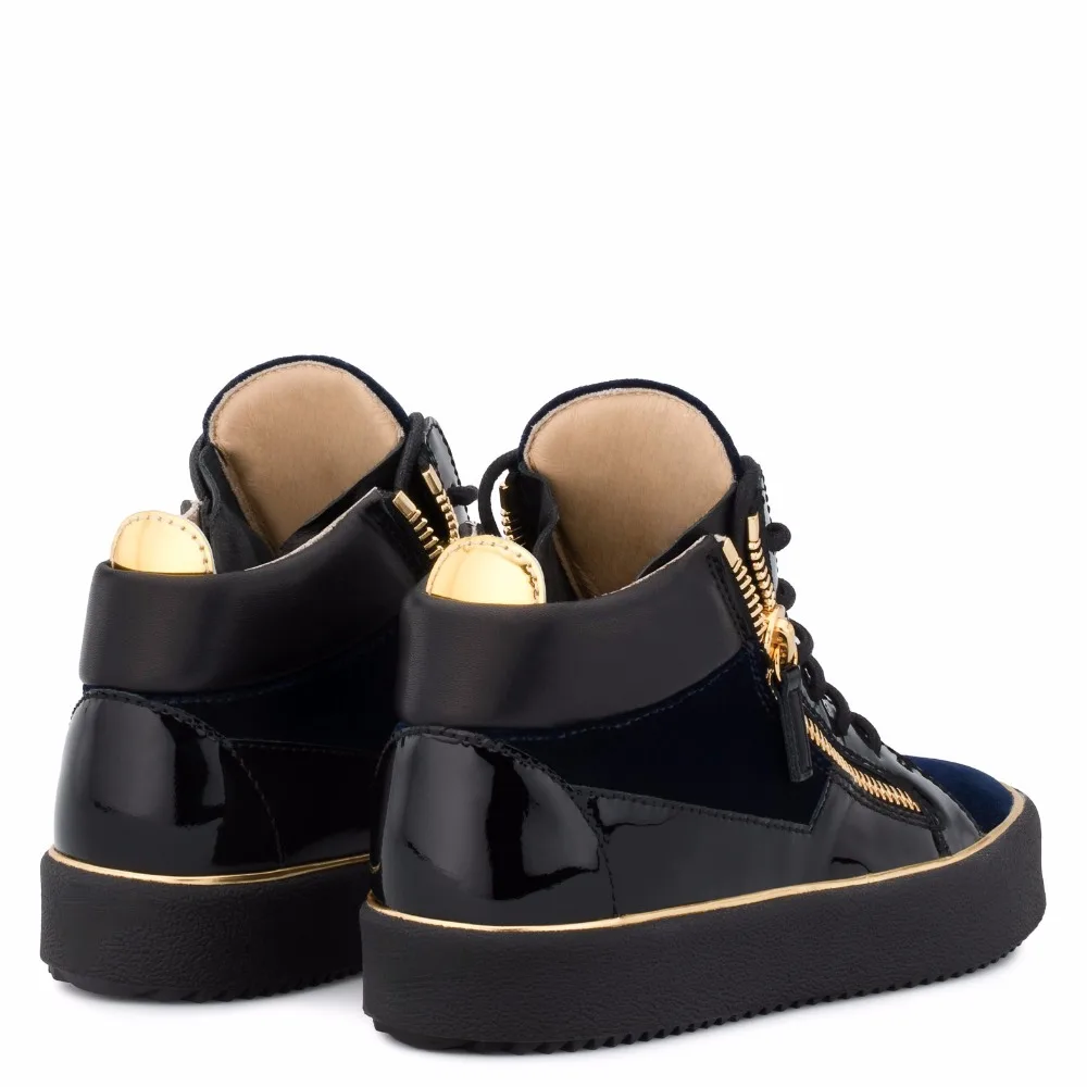 Leather and Suede Patchwork Men Casual Shoes Lace Up Sneaker Top Zipper Flat Thick Bottom Creepers Zapatillas Hombre |