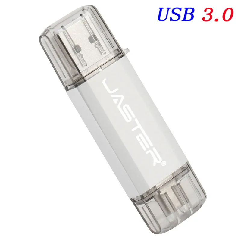 JASTER UBS 3,0 OTG USB флеш-накопитель 64 ГБ флеш-накопитель 3 в 1 Тип C и микро USB флешка 3,0 флеш-накопитель 16 ГБ 32 ГБ 128 ГБ флешка - Цвет: Silver