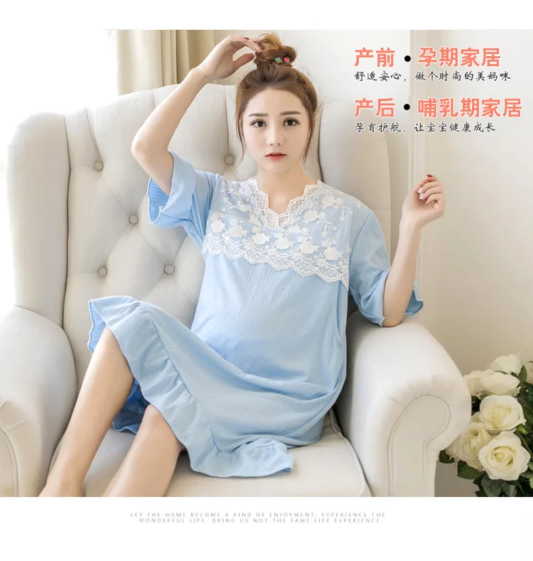 Big Size Maternity Nursing Nightdress Summer for Pregnant Women dress Pregnancy Pajamas Breast Feeding Nightgown Dress