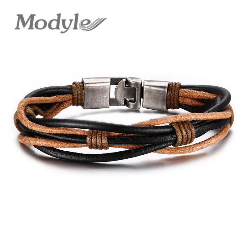 Mostyle модный плетеный кожаный браслет панк ювелирные изделия манжеты для женщин/мужчин ювелирные изделия