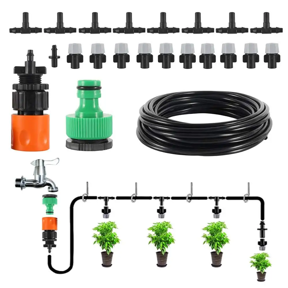 

New Upgraded Water Misting Cooling System 10m 10PCS Mist Sprinkler Nozzle Sprinkler Water Kits System Outdoor Garden Tool