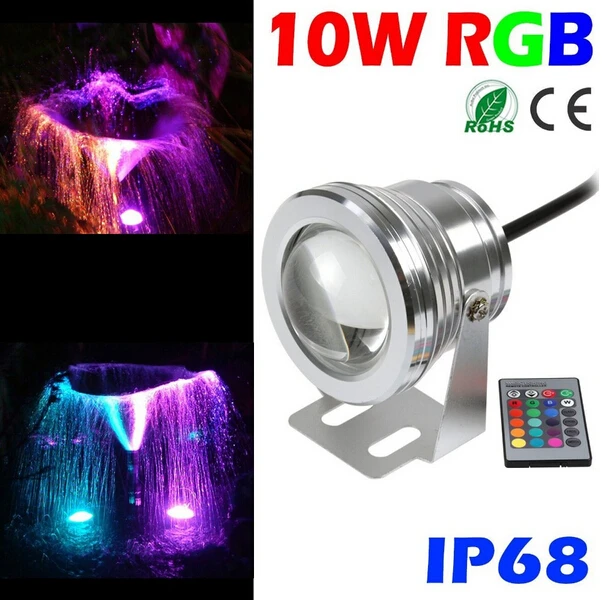Подводный RGB светодиодный светильник 10 Вт 12 В 1000 лм водонепроницаемый IP68