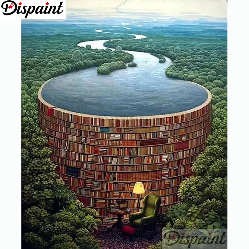 Алмазная 5D Вышивка Dispaint с квадратными/круглыми стразами сделай сам Книжная полка
