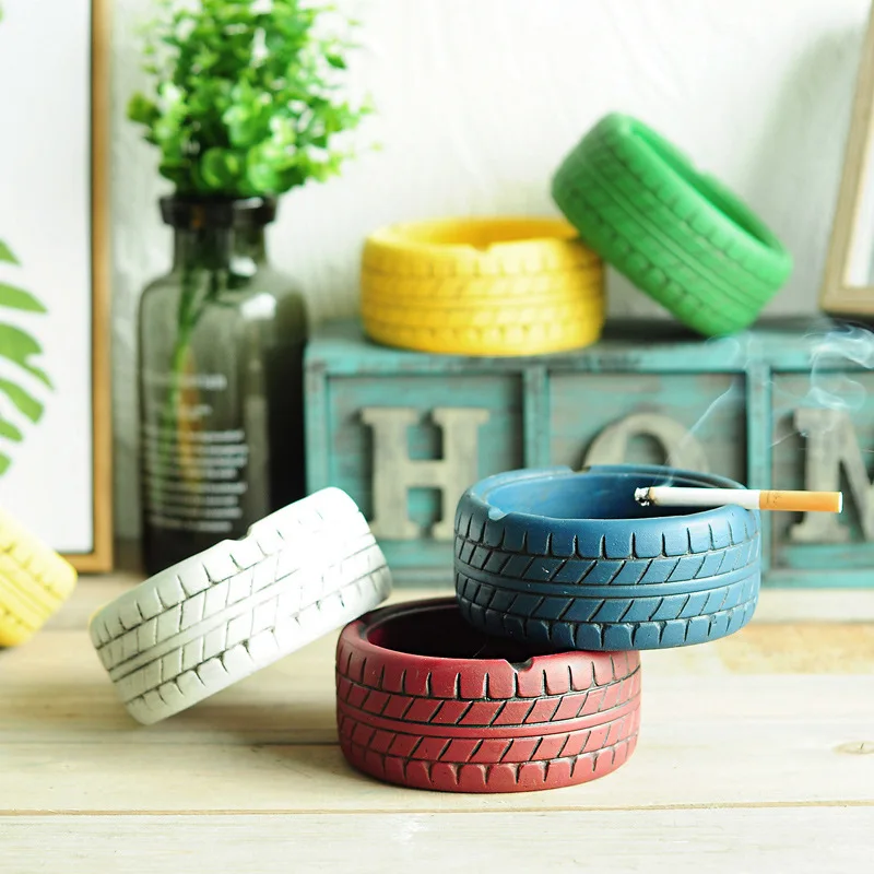 European Retro Creative Multi-Function Tire Ashtray Crafts Smoking Accessories Living Room Cement Household Merchandises | Дом и сад