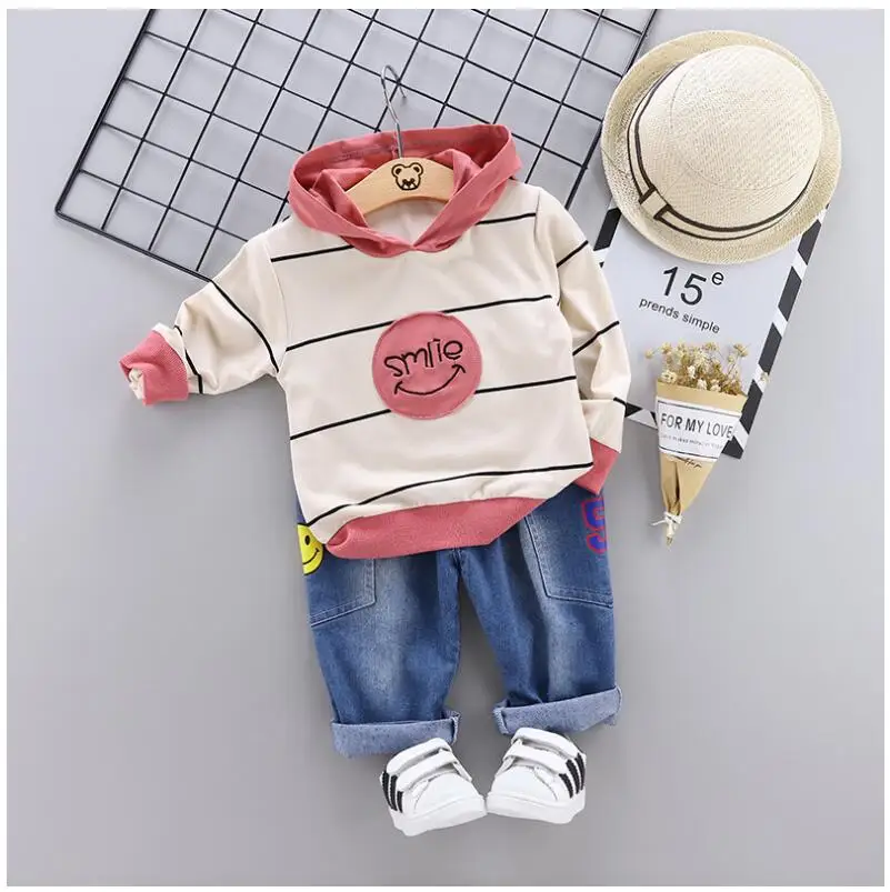 2019 Autumn Baby Girls Boys Clothing Sets Infant Toddler Clothes Suits Striped Hooded Coat Pants Kids Children Costume | Детская одежда