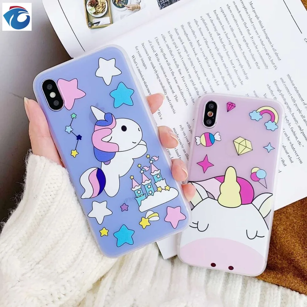 HUANQING милый Cartooon телефон с единорогом чехол для iphone X XR XS Max 6 6s 7 8 plus Радужный Модный