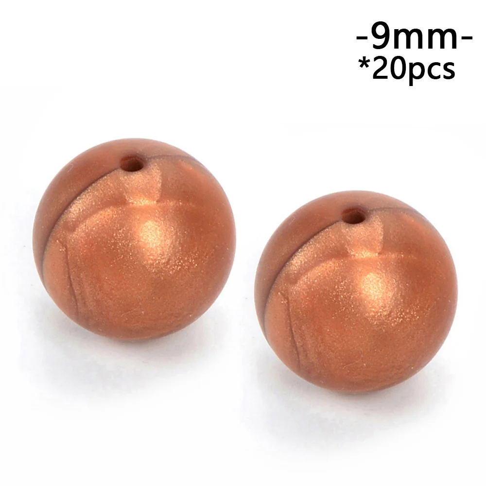 metal copper LOFCA 9 мм 20 шт./лот Силиконовые бусы для прорезывания зубов DIY Ювелирные изделия Игрушки для малышей пищевой прорезыватель BPA бесплатно жевательные красочные прорезыватели - Цвет: metal copper