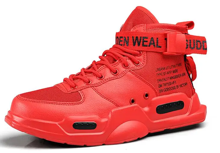 Красный Men Super Cool Running Star Sneakers Spring High Top Trend Man Shoes Women Brand Comfortable Breathable Waterproof Walking Shoes - Цвет: Красный