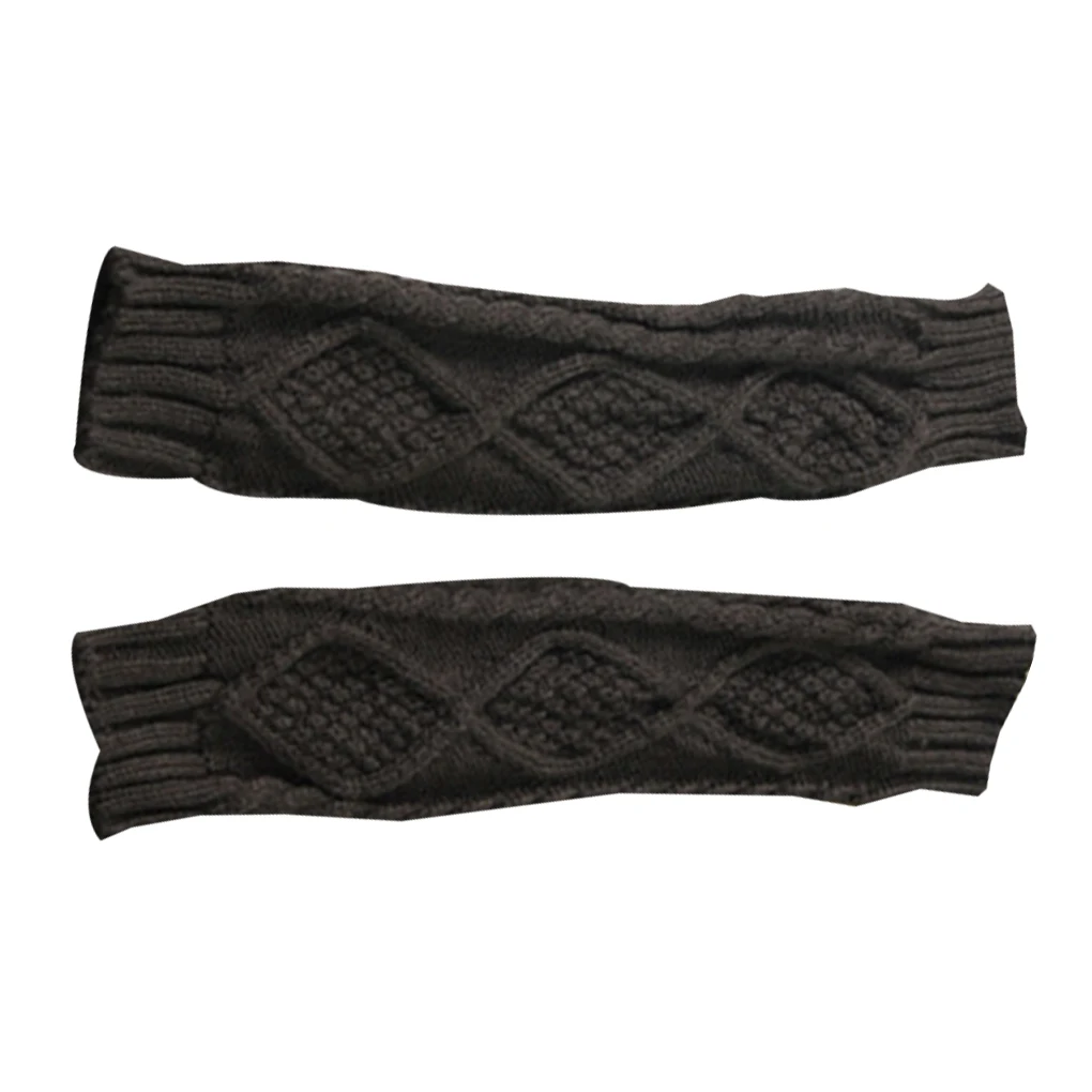 Women Autumn Winter Knit Gloves Arm Wrist Sleeve Warmer Girls Rhombus Long Half Winter Mittens 30*8CM