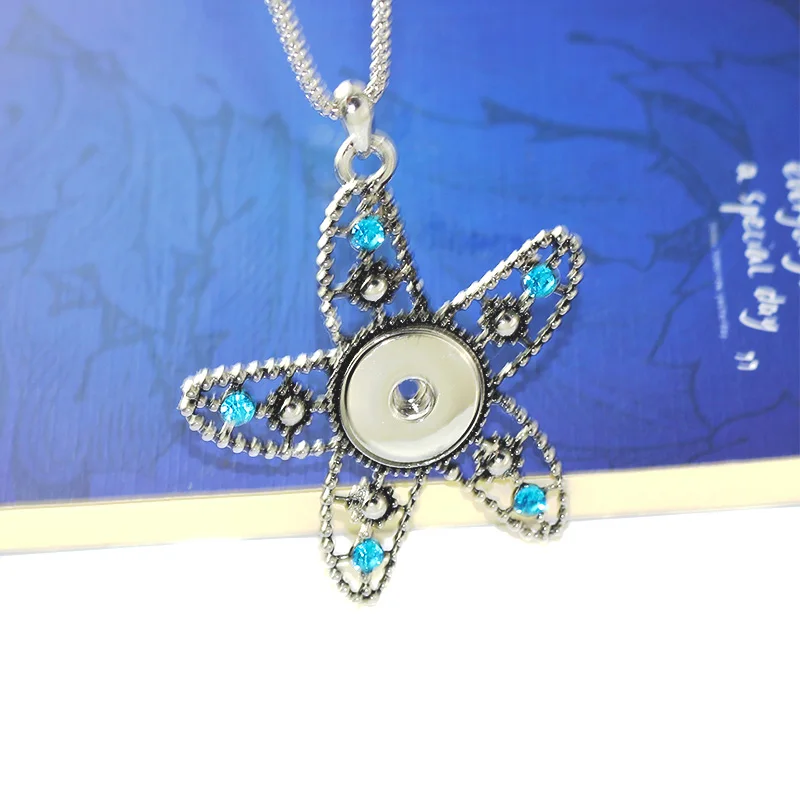 Bo world Starfish Snap Button Jewelry Pendant Necklace with Link chain Fit 18/20mm Women PN20 | Украшения и аксессуары