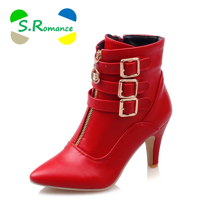S.romance/Женские Ботильоны Плюс Размеры 34–43 туфли на высоком каблуке с острым