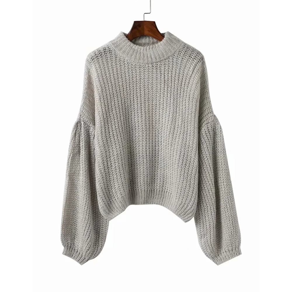 Women Knitted Sweaters Pullover Solid Turtleneck Lantern Sleeve Loose Street Fashion Outwear Casual 2018 Autumn Winter Clothing | Женская