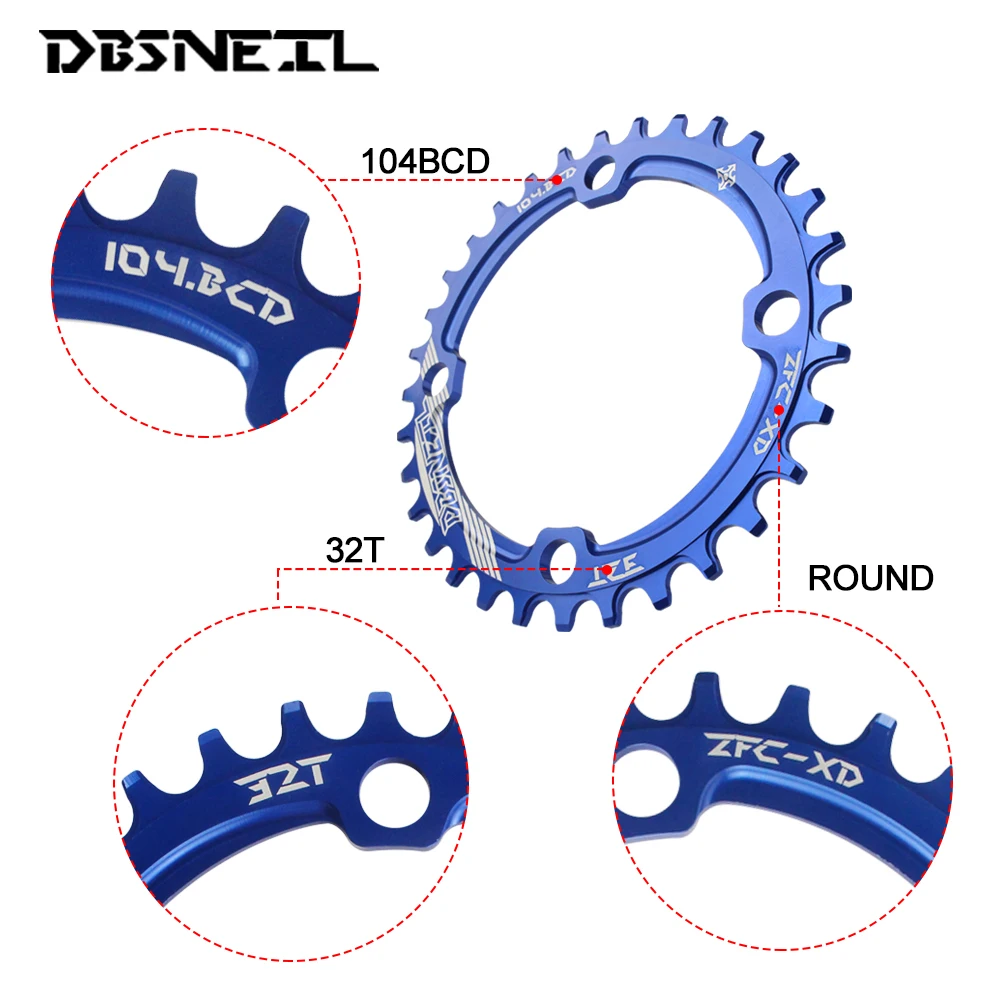 DBSNEIL 104BCD 32T круглая синяя черная красная велосипедная Звездочка 7075-T6 MTB велосипедная круглая шатунная пластина