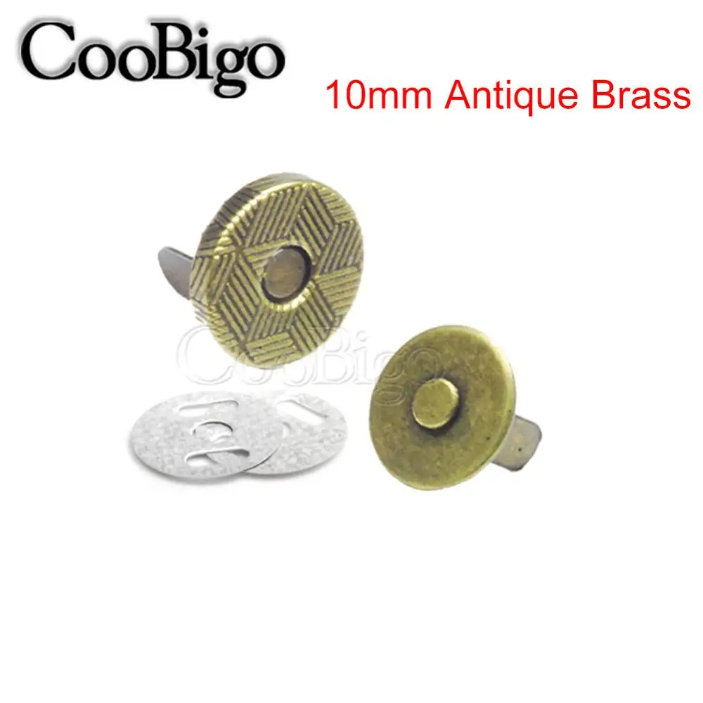 10mm Antique Brass 10 Набор диам. 10 мм 14 мм 18 мм магнитные застежки-кнопки застежки, пуговицы металлические сумки из натуральной кожи, сумочка, кошелек, сшитая кожаная Запчасти аксессуары - Цвет: 10mm Antique Brass