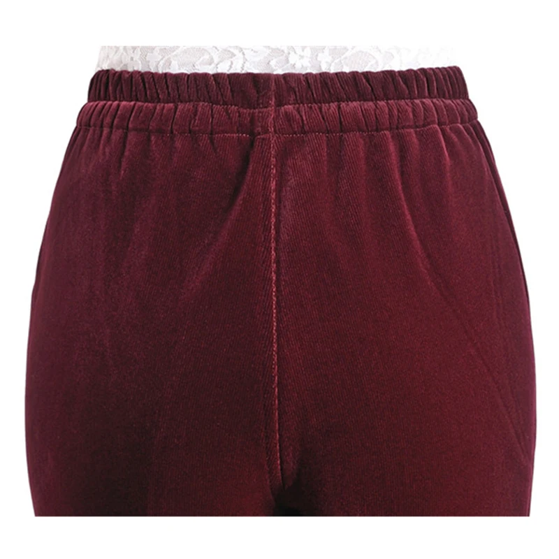 Plus size Corduroy Casual Pants Women Autumn Winter Elastic waist Straight Thicken Middle aged Female High Pants2657 | Женская одежда
