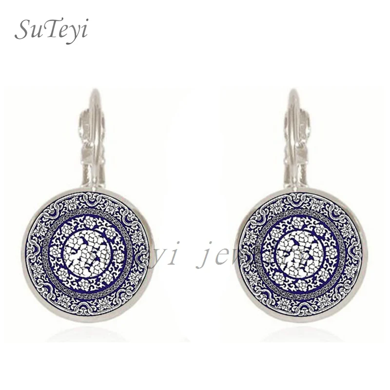 SUTEYI DIY Мандала серьги для женщин стекло хна купол с художественной фотографией
