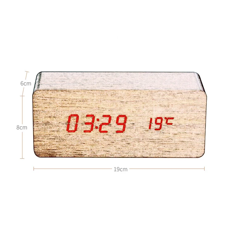 Контроль звуков температуры LED дисплей Будильник классический настольный радио