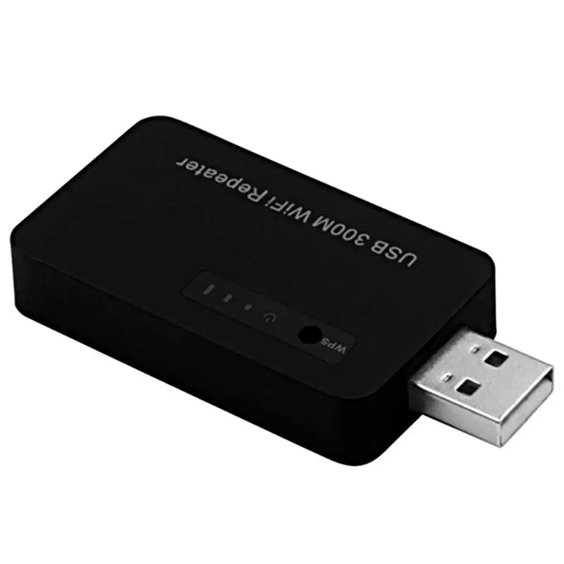 USB 300 M сеть ретрансляции Wi-Fi расширитель беспроводной усилитель сигнала для телефона - Цвет: Черный