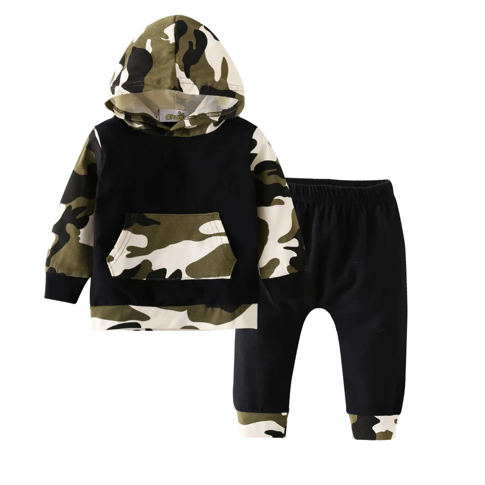 2020 New Fashion Baby Boy Girl Clothes Long Sleeve Camouflage Hoodie Tops+Pants Newborn 2Pcs Outfit Infant Clothing Set | Детская одежда