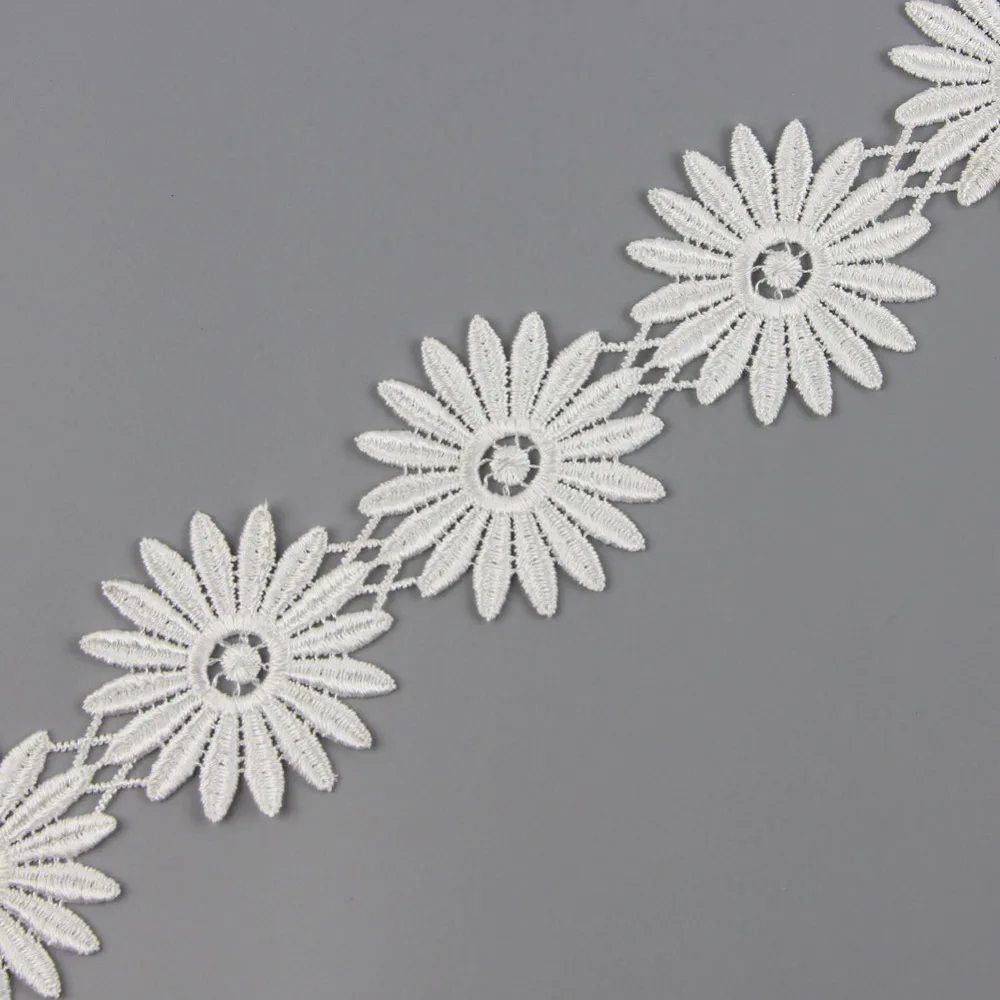 2yds 61 мм белый цветок из ткани Venise Венеция Аппликация с кружевной отделкой шитье