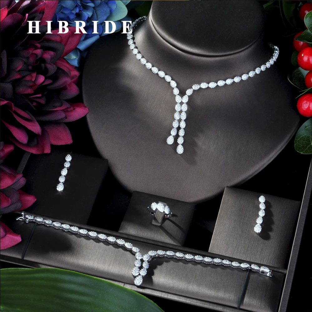 HIBRIDE роскошное женское свадебное ожерелье в нигерийском стиле с фианитом из 4