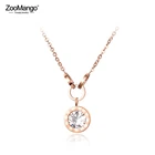 ZooMango трендовые AAA циркония Рома цифры Круги кулон ожерелья розовое золото нержавеющая сталь цепь ожерелье для женщин ZN18076