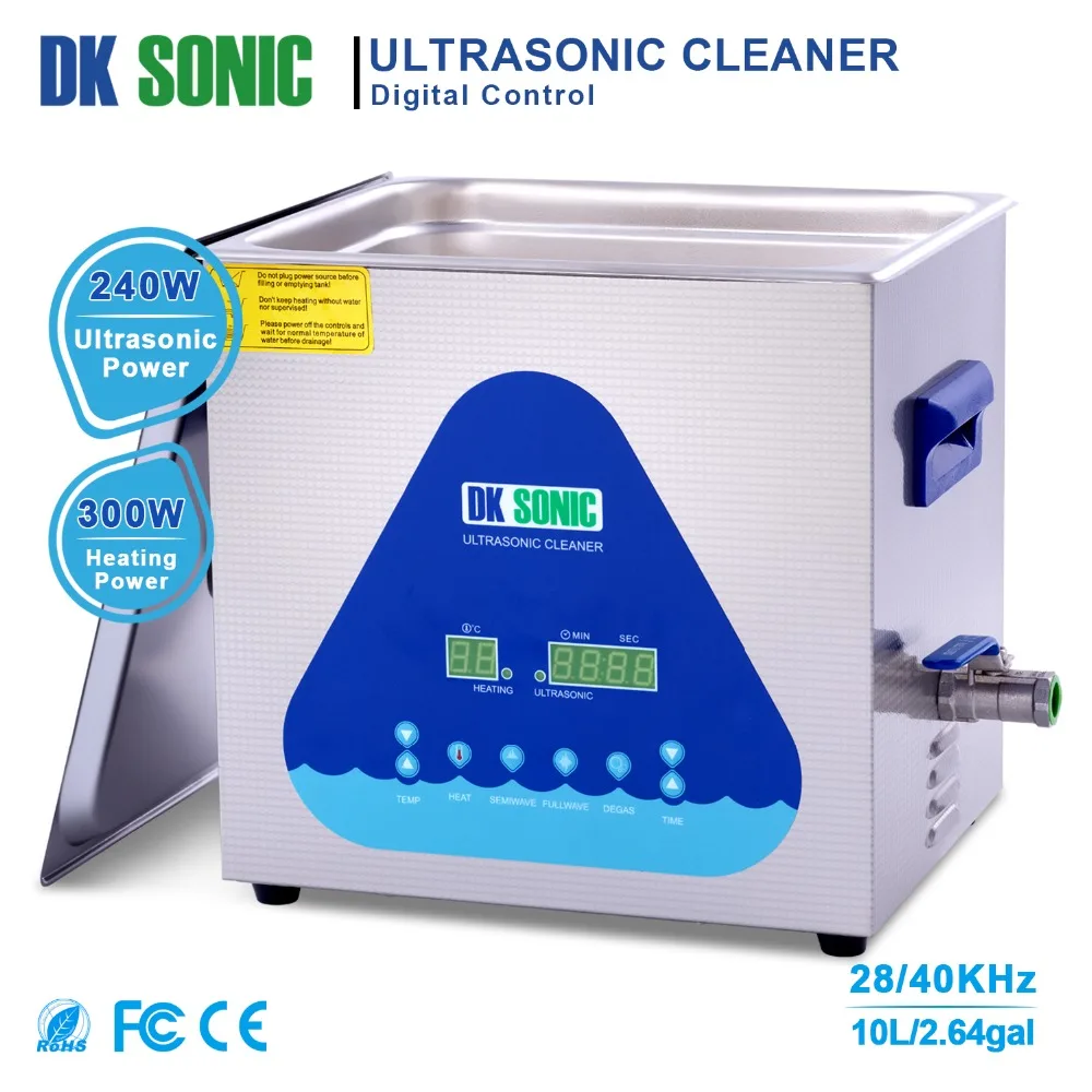 Lab Нержавеющая сталь DK sonic ультра sonic Очиститель 10L 240W ультразвук ультразвуковая ванна с нагревателем для пуль мотора раковины/Авто Запчасти 28/40 кГц