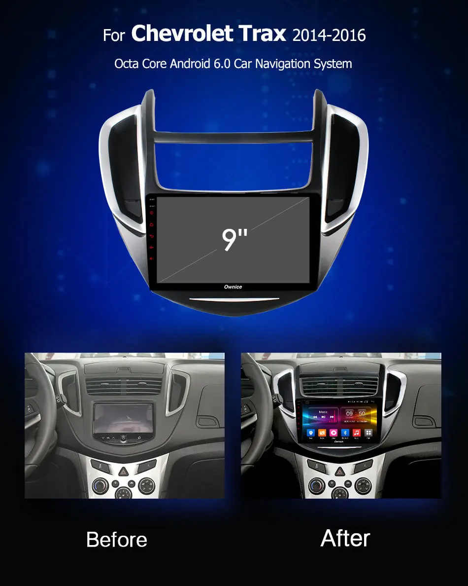 Ownice C500+ Eight Core 2 din Android 6.0 Car radio player For Chevrolet Trax 2014 2015 2016 GPS Navi 4G LTE 2GB+32GB carplay | Автомобили