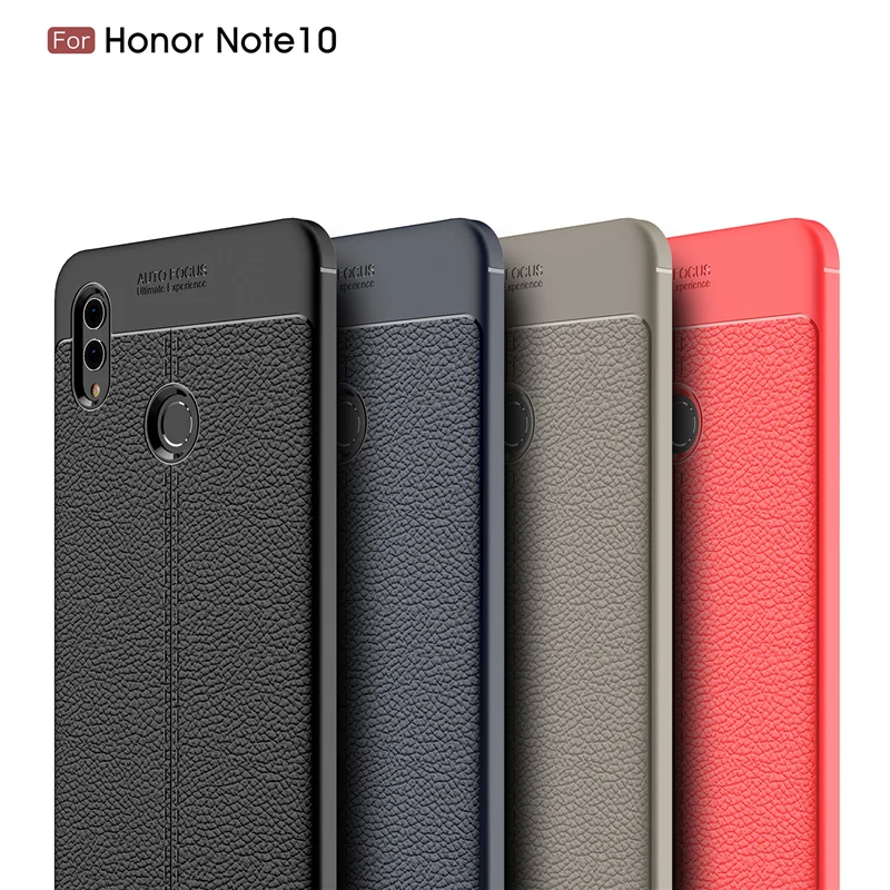 Матовый Мягкий силиконовый чехол из ТПУ для Huawei Honor Note 10 кожаный с текстурой личи