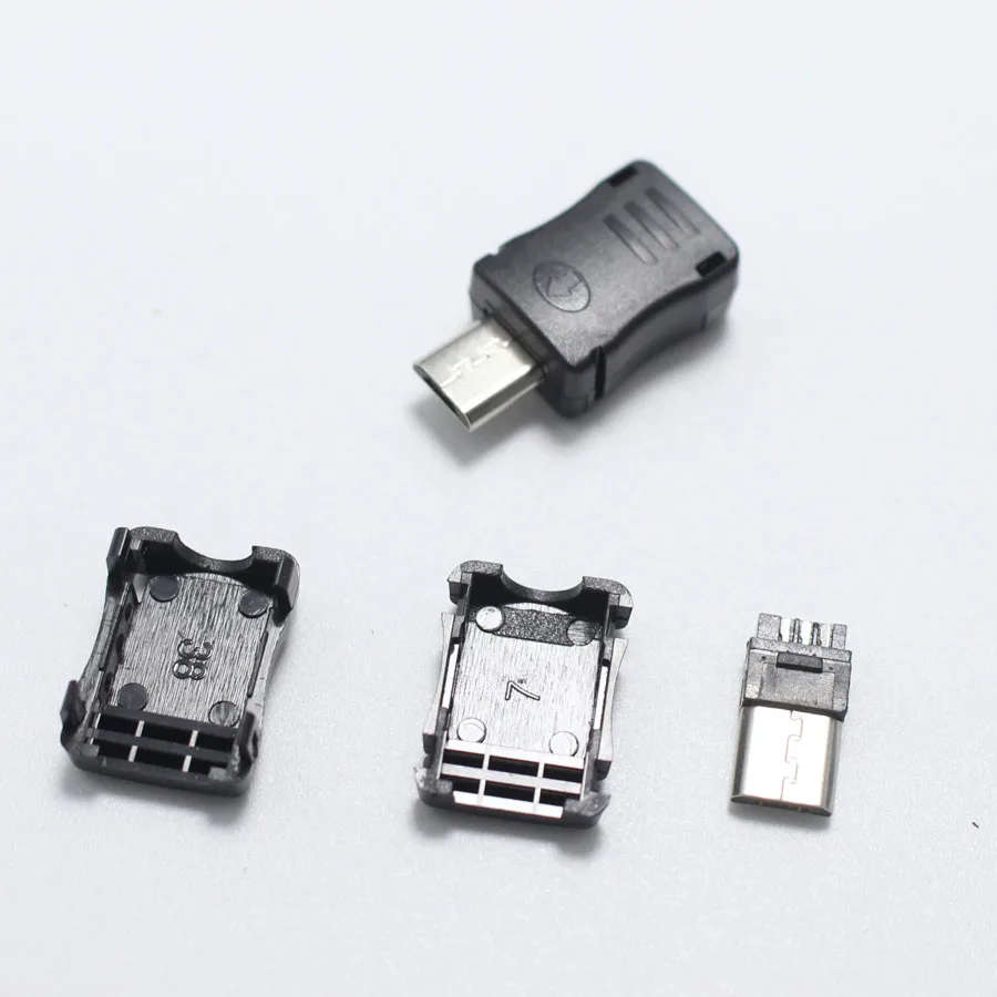 10 комплектов микро usb 5 контактный Т порт штекер соединитель черный пластиковый