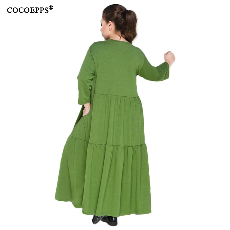 COCOEPPS новые свободные 5XL 6XL плюс размер платье женское однотонное с длинным