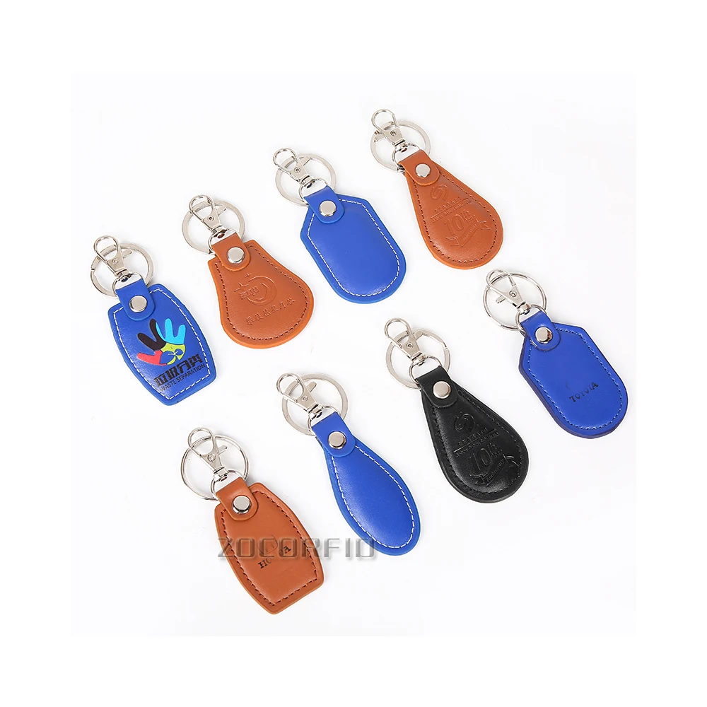 

100pcs/Lot S50 Chip (High- Grade Leather) 13.56MHZ RFID Proximity NFC Token Keyfob Keychains for Access Control system