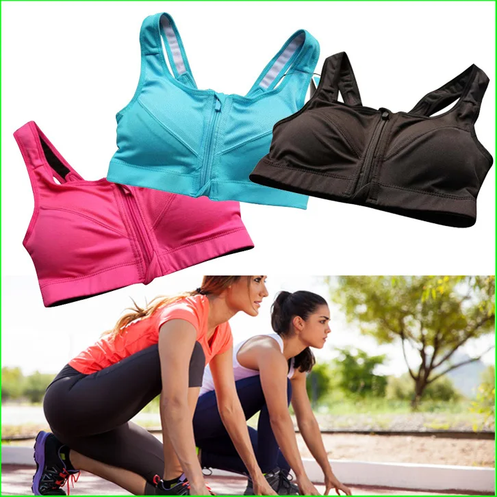 

BR02S High Intensity Professional Shockproof Sports Bra With Front Zipper Women Running Bras Active Underwear