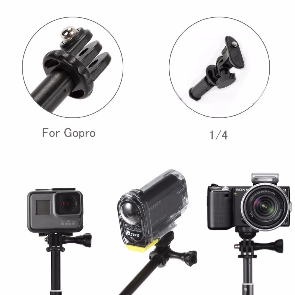 Раздвижной алюминиевый монопод для селфи Gopro Hero 8 7 6 5 4 Xiaomi Yi 1 2 4K Lite аксессуары SJcam