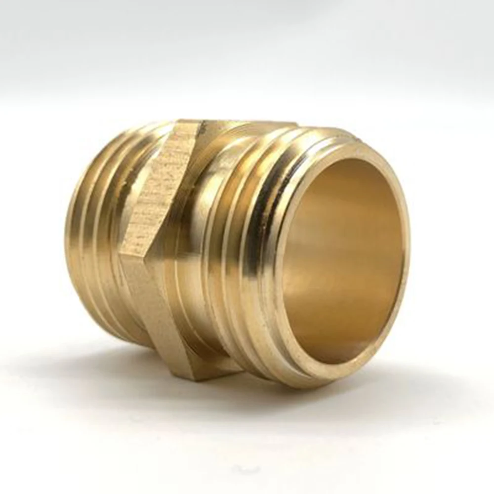 

5pcs Brass Two-Way Male Connector Thread Air Water Pipe Fitting Garden Hose Adapter 3/4 Brass Connector