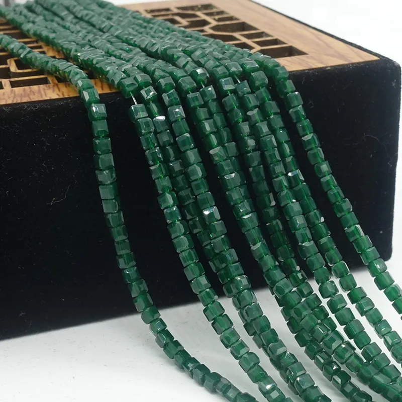 17 deep green jade 200 шт кубические квадратные Хрустальные стеклянные бусины 2 мм DIY браслет серьги для изготовления ювелирных изделий - Цвет: 17 deep green jade