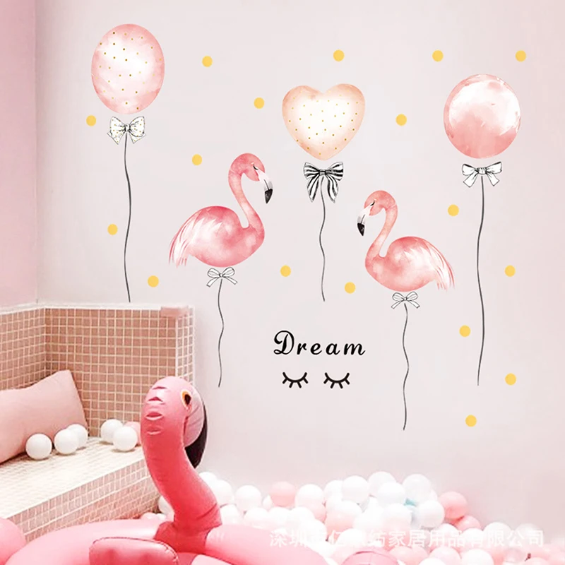 Dormitory girl room украшение шар в виде фламинго Розовые Настенные наклейки теплый