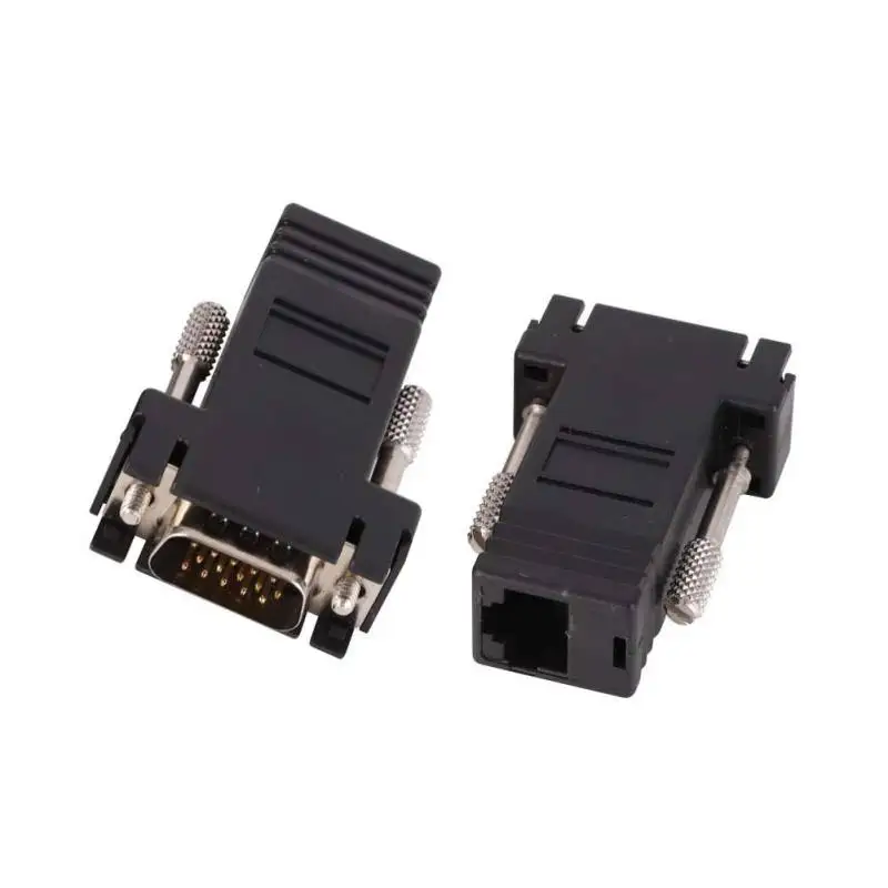 2 pcs VGA Male/Female to RJ45 Network Port Ethernet Cable Extender Adapter for Engineering Outdoor Display |