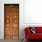 Бесплатная доставка 3D коричневый Вуд дверь Стикеры для Спальня Гостиная подарок искусство ПВХ Водонепроницаемый наклейка дверь обернуть 77*200 см