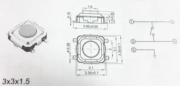 20 шт./лот 3x3x1 5 мм Кнопка SMD Микро мгновенный тактильный Такт Электронный