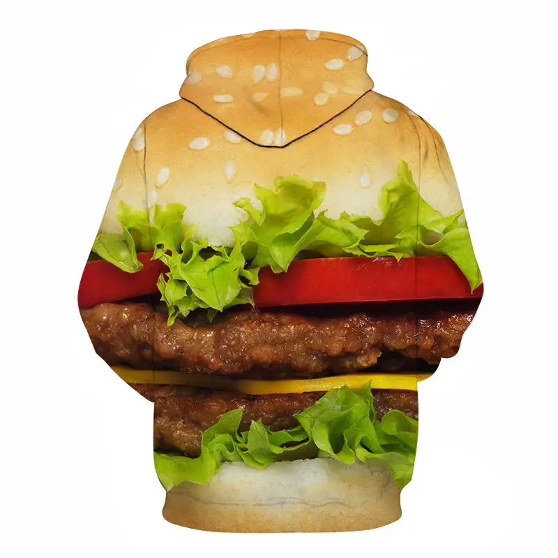 Мужская толстовка с объемным принтом Burger в стиле хип-хоп гамбургера модная