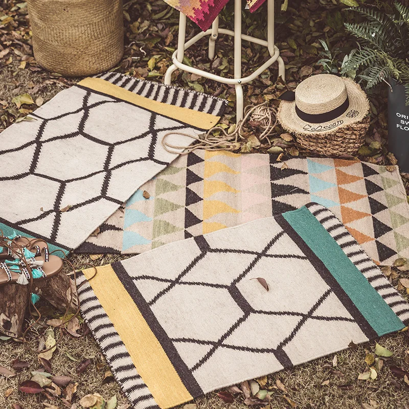 Однотонный ковер Kilim из 100% шерсти марокканский для гостиной геометрический белый