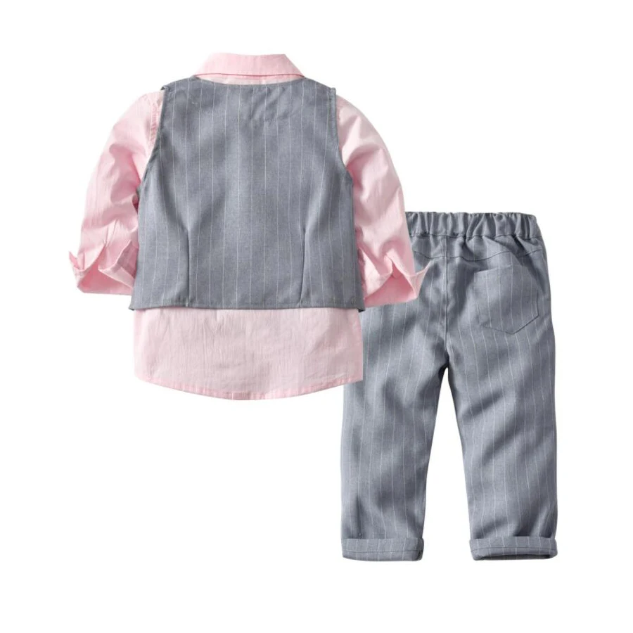 2019 New Kids Costume Boys Formal Suits Blazer Sets Gentleman Baby Suit Tops Shirt Vest Tie Pants 3 pcs Set Clothes |