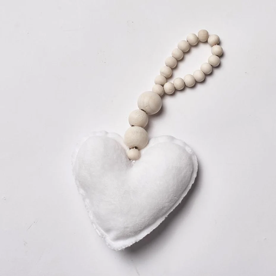 White Heart 1 шт. деревянный кулон со звездой Сердце Мягкие Плюшевые настенные игрушки для детского подарка украшения детской комнаты деревянные бусины DIY ремесла подвесной кулон - Цвет: White Heart