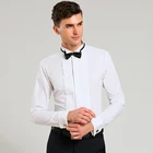 Классическая рубашка с воротником с крылышками мужские формальные рубашки под смокинг с красным и черным галстуком-бабочкой вечерние топы для жениха и свадьбы