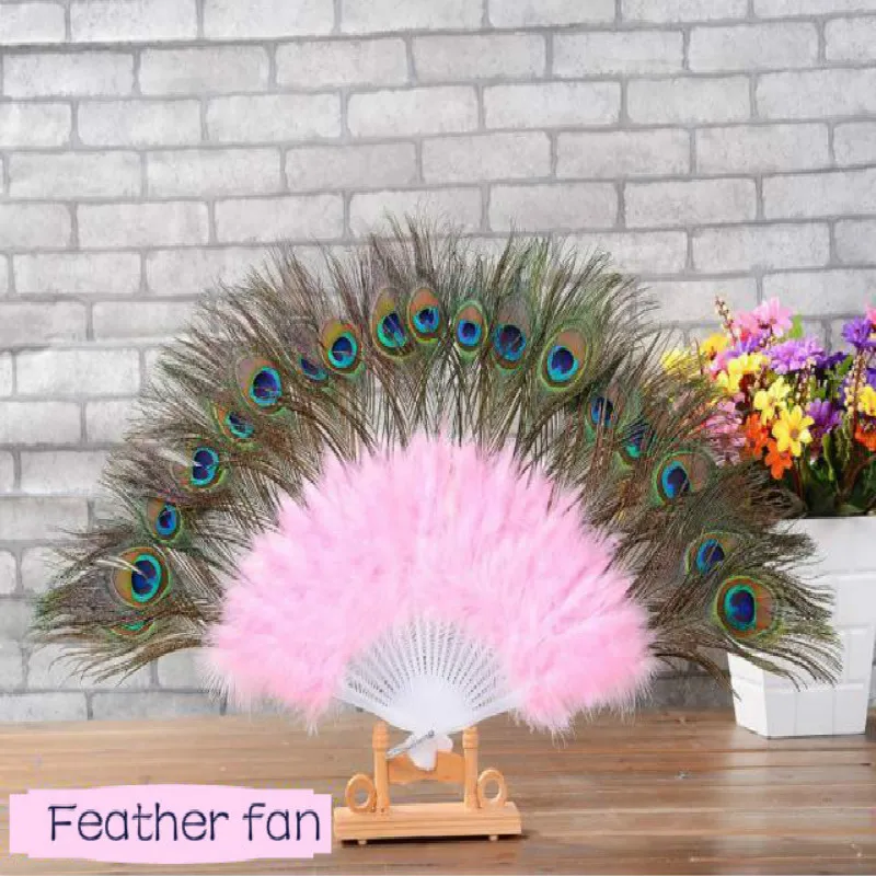 

Chinese Style Classical Peacock Feather Hand Fan Belly Dance Fan Performance Props Home Decoration abanicos para boda abanico